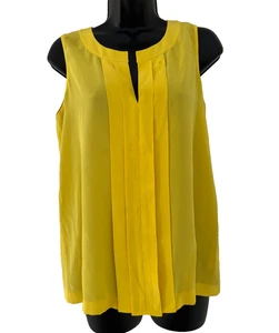 Kate Spade Silk Yellow Blouse Womens Size 4 V Neck Sleeveless Sheer Lightweight - Picture 1 of 13