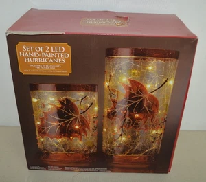 Juego de 2 LED Pintados a Mano Vidrio Huracanes - Tema Otoño - Imagen 1 de 6