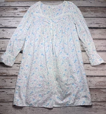 Camisón corto Eileen West floral manga larga 100 % algodón tejido mediano Foto 1 de 4