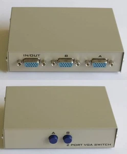 HD15 Switch BOX 2 Computers to 1 SVGA Monitor Switch Push Button - Afbeelding 1 van 1
