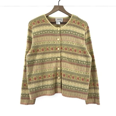 Cárdigan Talbots De Colección Raro LP Amarillo Pálido Cabaña Otoño Años 90 Femenino Suave Grueso Foto 1 de 4