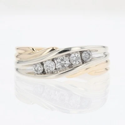 .32ctw Round Cut Diamond Channel-Set Wedding Band 10k Multi-Tone Gold Size 10.75 - Image 1 of 4