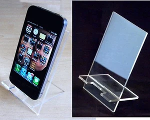 10 X Large Transparent Support Acrylique Bureau Mobile Phone (12cm x6.5cm Zone) - Photo 1 sur 1
