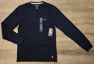 NWT Polo Ralph Lauren Men's Waffle Knit Thermal Crew-Neck T-Shirt SZ M Navy - Picture 1 of 6