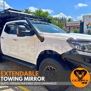 Extendable Towing Mirrors suit Nissan Navara NP300 2015 + black caravan trailer - Picture 1 of 11