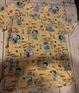 Dear God Scrub Shirt Women's S Yellow Short Sleeves - Picture 1 of 11