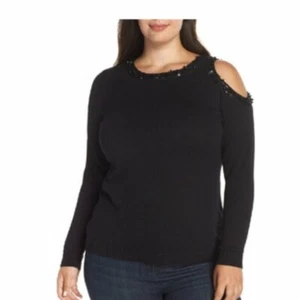 NWT VINCE CAMUTO Embellished Collar sweater top sz 1X boho plus size  - Picture 1 of 10