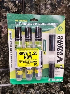 Pilot V Board Master Dry Erase Whiteboard Markers Black 3 pack w/2 Refills - Picture 1 of 2