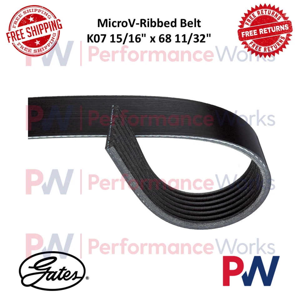 Cinturón acanalado Gates Micro-V estándar 7 costillas EPDM para Chevrolet, GMC, Acura, Honda Foto 1 de 4