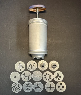 Prensa de pastelería de galletas de aluminio sin marca de colección 12 discos y 2 puntas de pastelería Foto 1 de 4