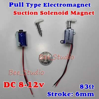 DC 12V Pull Type Rod Tpye Micro Solenoid Electromagnet Suction Solenoid Magnet - Image 1 of 3