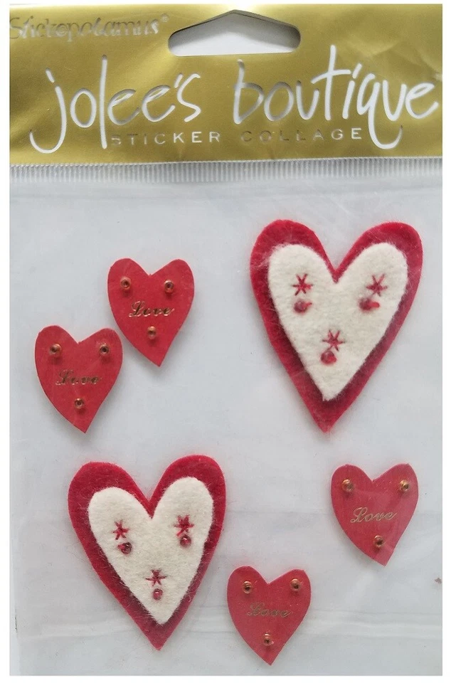 Jolee's Boutique Felt Hearts Dimensional Stickers Love Valentine