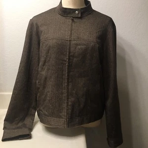 Chaqueta Van Heusen Cuello Mandarín Marrón Cremallera Mediana - Imagen 1 de 7