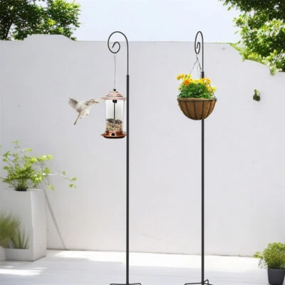 2tlg Schäferstock Laternenstab Hirtenhaken Gartenstab Gartendeko Verstellbar DE - Bild 1 von 4