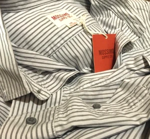 MASSIMO Supply Co L GREY WHITE Pin Stripe Men's button shirt Casual Cotton  - Picture 1 of 11