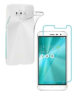 For ASUS ZENFONE 3 TEMPERED GLASS SCREEN PROTECTOR + CLEAR TPU CASE GEL COVER - Picture 1 of 12