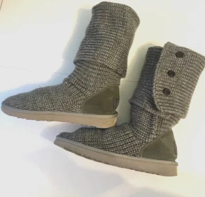 UGG загрузки классический карди серый высокий коренастый трикотажа зимние ботинки женщин размер 6 - Изображение 1 из 4