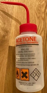 Acetone Wash Bottle, 500ml - 16oz Wide Mouth, Pre-Labeled - DripLok Azlon - Picture 1 of 5