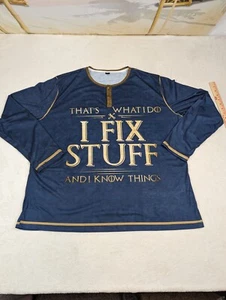 That's What I Do, I Fix Stuff And I Know Things Retro Men's Mid Length Sleeve 4X - Picture 1 of 15