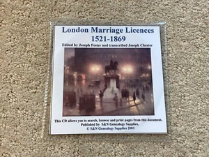 CD, London Marriage Licenses 1521 - 1869, by Joseph Foster & Joseph Chester - Picture 1 of 7