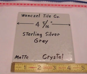 1 pc. Sterling Silver - Gray: Crystal Glaze: Ceramic Tile by Wenczel Co. 4-5/16" - Picture 1 of 12
