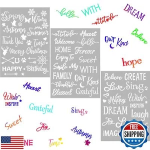 3 Pieces Plastic Painting Stencils 8 x 11 Inch Reusable Inspirational Word St - Picture 1 of 5