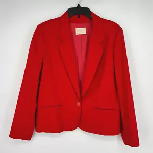 Chaqueta Blazer Pendleton Mujer Vintage Talla 16 Un Botón Rojo Tomate Nueva Lana - Imagen 1 de 12