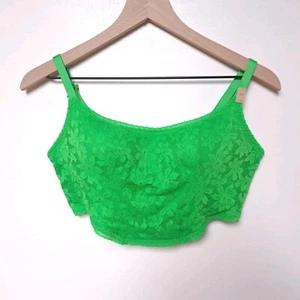 PINK Victorias Secret Sz Large Lightly Lined Lace Bra Corset Green Longline NWT - Picture 1 of 9