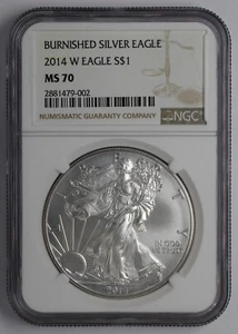 2014 W $1 Burnished American Silver Eagle NGC MS 70 - Picture 1 of 5