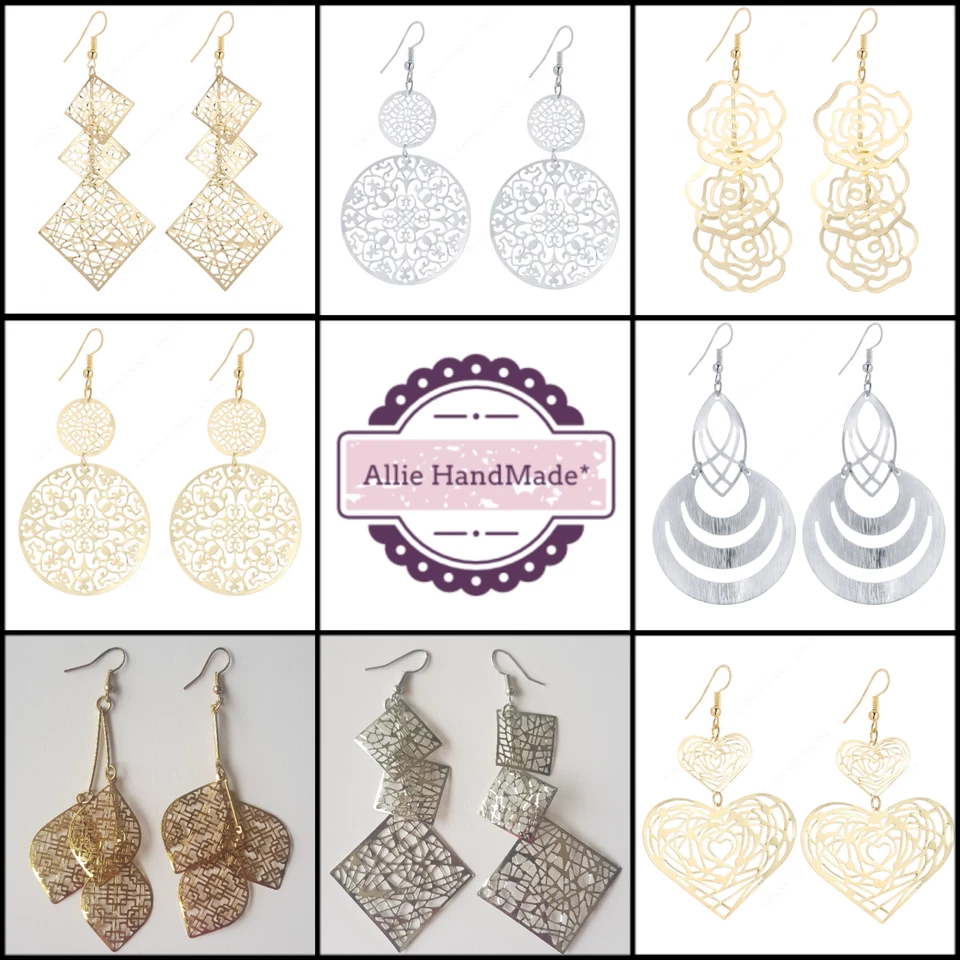 Orecchini donna pendenti in filigrana oro e argento - Immagine 1 di 1