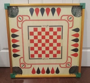 Vintage 26” 1970s Carrom Game Board Many Pieces Wood 2 Sided Board Game - Picture 1 of 5