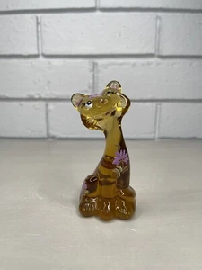 Fenton FAGCA Glass Happy Kitty Cat Amber Hand Painted Martha Reynolds #39/50 - Picture 1 of 7