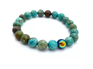Chrysocolla Aurora Borealis Beaded Stretch Bracelet Natural Chrysocolla 8 mm -OK - Picture 1 of 12
