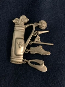 Vintage JJ Jonette GOLF Thema Zinn Brosche/Pin Hänger Charms Golftasche Ball - Bild 1 von 9