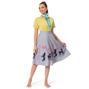 Women 1950s Poodle Rockabilly Retro Swing Dress Grease Fancy Dress Suit
