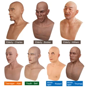 Realistic Silicone Full Head Face Mask Party Prop Cosplay Headwear Halloween - Picture 1 of 15