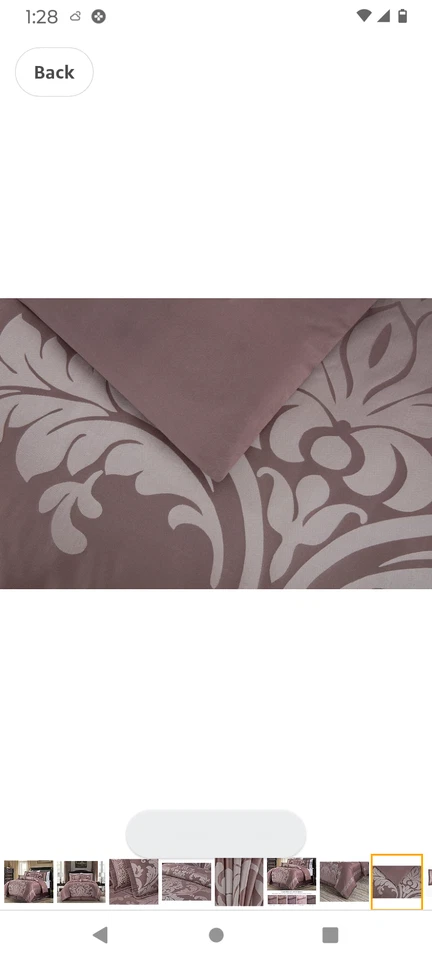 Chezmoi Coll.Floral Jacquard Comforter Set/Queen/Woodrose & Gray/#7 Pcs. - Image 1 of 4