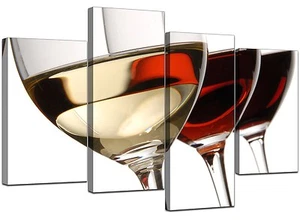 Large Red White Kitchen Canvas Wall Art Pictures Set XL Prints 4067 - Picture 1 of 9