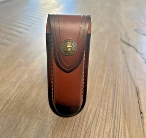 5" Vintage Brown Genuine Leather Sheath for Buck Knife / Kershaw / Multitool - Picture 1 of 6