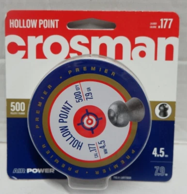 CROSMAN 500 Count HOLLOW POINT Premier 4.5mm .177 Caliber Pellets Hunting Target