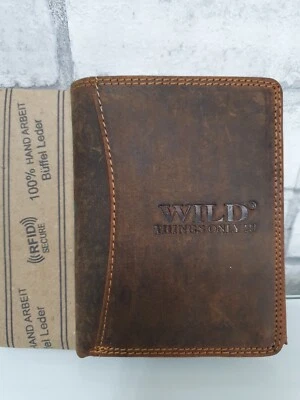 Wild Things only Herren Portemonnaie RFID echt Leder Vintage Geldbörse braun