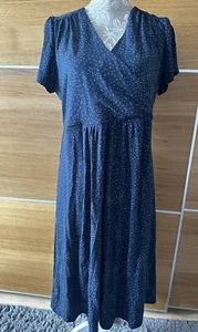 Damen Crew Clothing Edith Wickel Jerseykleid marineblau gepunktet UK 12 neu mit Etikett UVP 65,00 £ - Bild 1 von 10