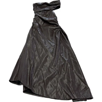 A.L.C. Dress Womens 4 Brown Andie Faux Leather Strapless Cutout Midi - Image 1 of 4