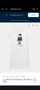 Polo Bear Cotton Jersey Tee Dress Ralph Lauren Girls Dress Size 5 White - Picture 1 of 3