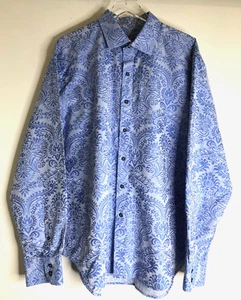 Robert Graham Sz 2XL Classic Paisley Embroidered Light Blue Abstract LS Shirt - Picture 1 of 13