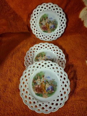 3 Teller. Porzellan. Durchbruchporzellan.  Geschirr. Geschenk. Silber. - Bild 1 von 2