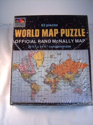 WORLD MAP JIGSAW PUZZLE, RAND MCNALLY , 83 PIECES, SELCHOW & RIGHTER PUZZLES. - Image 1 of 4