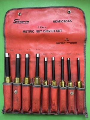 Snap-On USA Yellow Handle 9 Piece Metric Nut Driver Set 4mm to 13mm NDM1090AK - Image 1 of 4