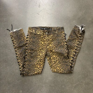 Vintage Lip Service Leopard Print Lace Up Jeans - Picture 1 of 5