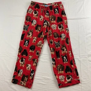 Nick und Nora Pyjamahose mit Hundedruck rot Fleece Nachtwäsche Medium Y2K kuschelig - Bild 1 von 5